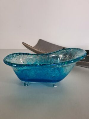Deko "Badewanne" in transparent mit Glitzer und blau