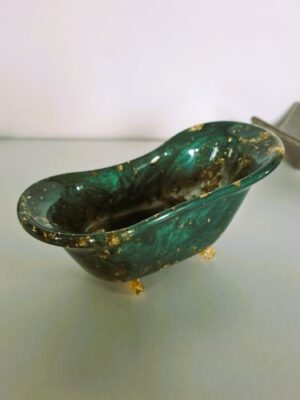 Deko "Badewanne" in grün und Goldblatt