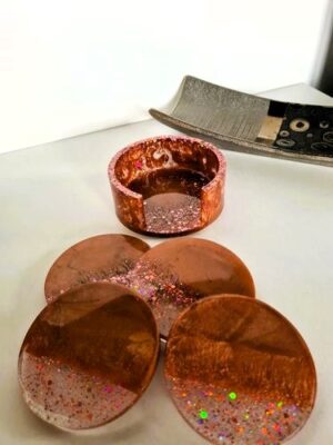 Untersetzer in rose-gold mit Glitzer